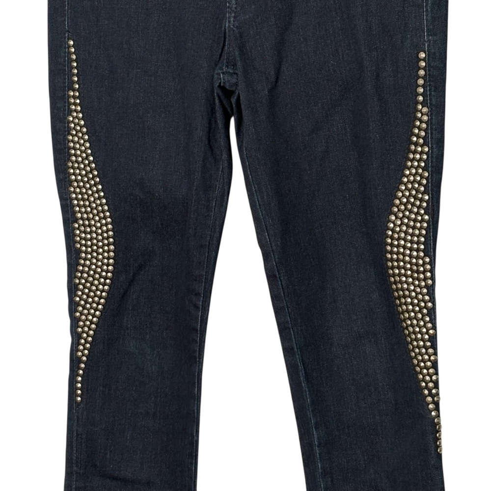 True Religion Casey Steel Panel Studded Skinny Jeans 27 USA Dark Wash RARE - Picture 4 of 14